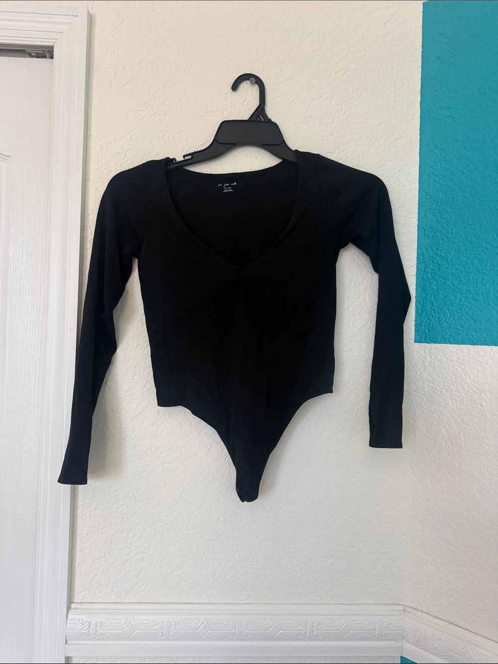 Urban Outfitters Black Long-Sleeve V-Neck Bodysuit